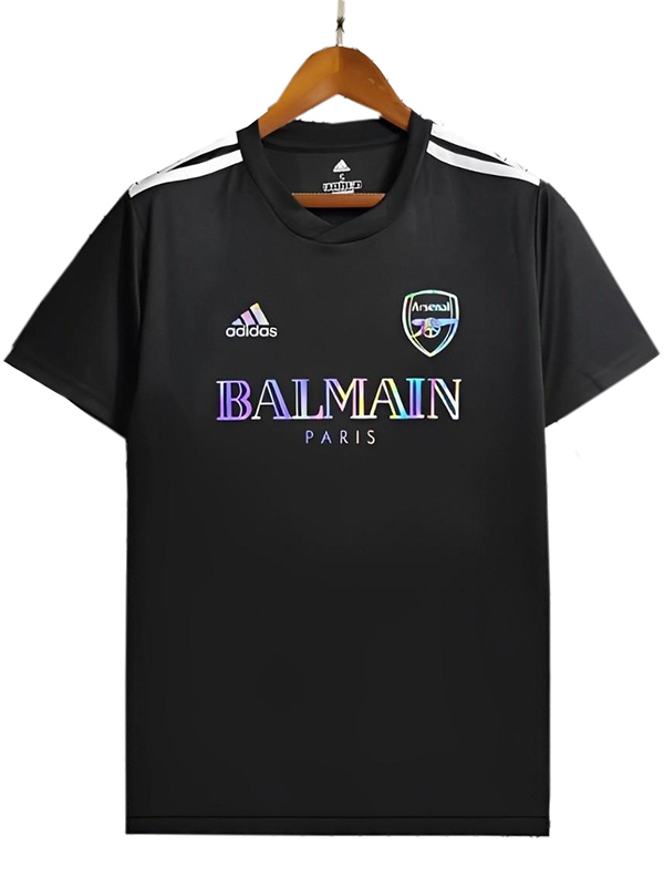Arsenal x Balmain maillot d'entraînement uniforme de football kit de football noir pour hommes hauts chemise de sport 2024-2025